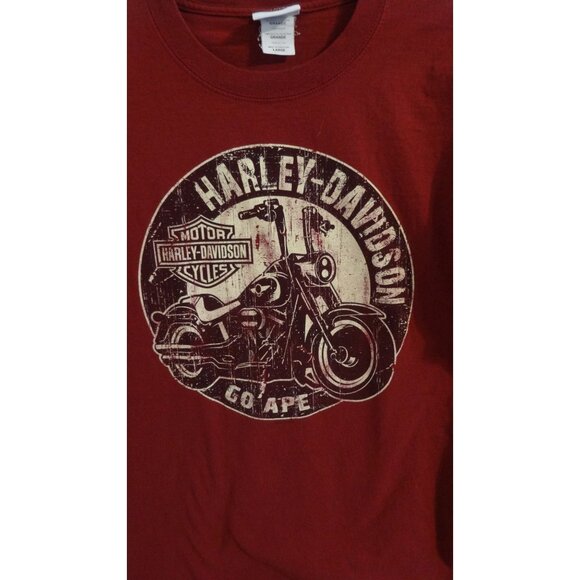 Harley-Davidson Go Ape Motorcycle T-Shirt Red Size Men's Large 100% Cotton - Picture 3 of 6
